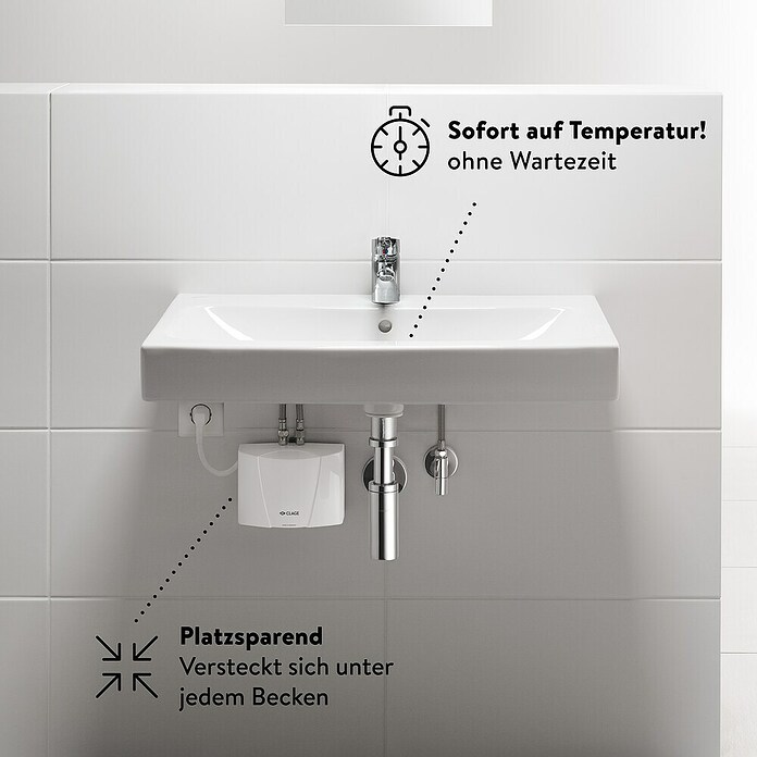 Clage Kleindurchlauferhitzer MBH3 (Ohne Armatur, 3.500 W, Durchflussmenge: 2 l/min)