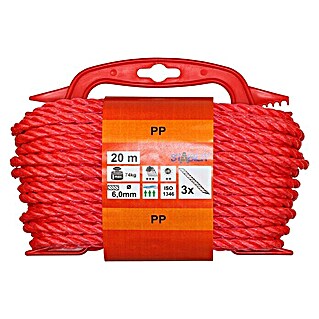 Stabilit PP-Seil (Ø x L: 6 mm x 20 m, Polypropylen, Rot, 3-schäftig gedreht)
