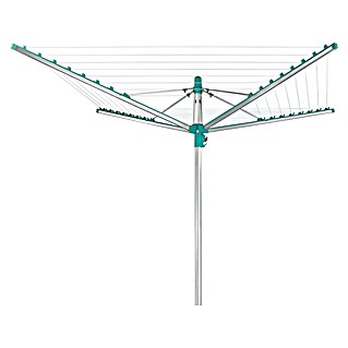 Leifheit Tendedero giratorio Linopush 500 (Adecuado para número de cargas de lavadora: 5 ud., Longitud cuerda de tender: 50 m, Diámetro abierto: 3,28 m, Gris metálico/Menta)