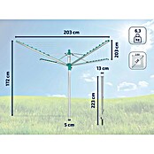 Leifheit Tendedero giratorio Linopush 500 (Adecuado para número de cargas de lavadora: 5 ud., Longitud cuerda de tender: 50 m, Diámetro abierto: 3,28 m, Gris metálico/Menta) | BAUHAUS