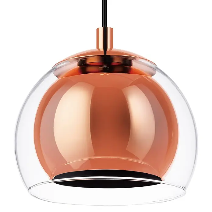 Eglo Pendelleuchte rund Rocamar - Höhe: 110 cm, Kupfer/Klar, 120 W - Moderne Hängeleuchte mit Kupfer- und Glasdesign, ideal für stilvolle Innenräume. Sie sorgt für ein warmes, einladendes Licht.