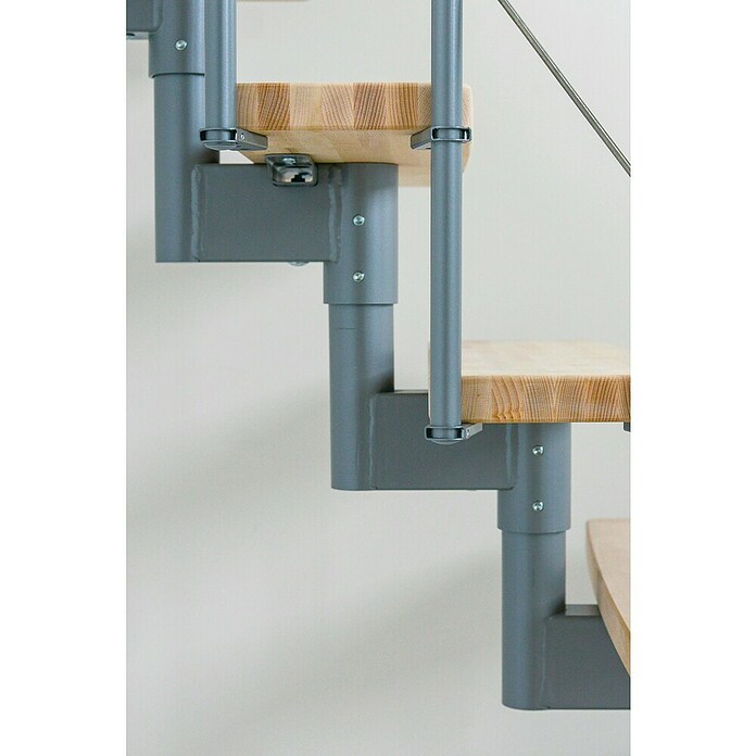 Minka Mittelholmtreppe Style (Breite: 70 cm, Silber, Farbe Stufen: Buche Hell, Geschosshöhe: Max. 304 cm)