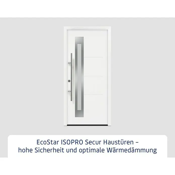 Hörmann EcoStar Haustür ISOPRO Secur IPS 780S - 110 x 210 cm, DIN Anschlag: Links, Verkehrsweiß - EcoStar ISOPRO Secur Haustür: hohe Sicherheit und optimale Wärmedämmung durch moderne Bauweise, stilvolles Design in Weiß.