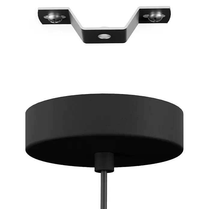 Eglo Maryvilla Pendelleuchte - 40 W, Schwarz/Brüniert, E27, Anzahl Leuchtmittel: 1 Stk. - Nahaufnahme einer schwarzen Pendelleuchte mit einer silbernen Deckenhalterung für die Installation.