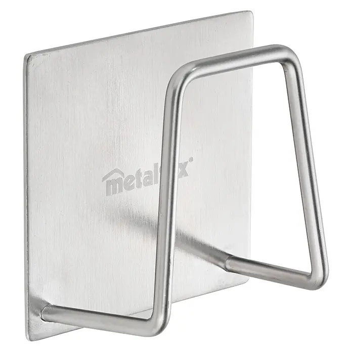 Metaltex Schwammkorb Inox - Inoxsilber, 3 x 5 x 5 cm, Edelstahl - Bürsteter Edelstahl-Schwammhalter mit Klebefläche für Küche oder Spüle.