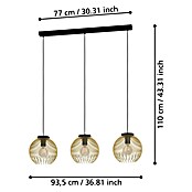 Eglo Venezuela Pendelleuchte (120 W, Schwarz/Gold, E27, Anzahl Leuchtmittel: 3 Stk.) | BAUHAUS