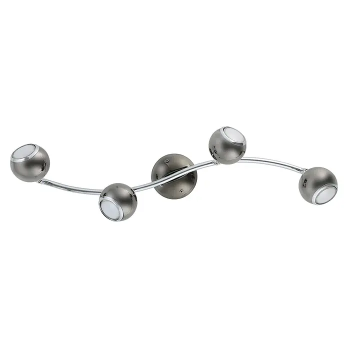 Eglo LED-Deckenstrahler BIMEDA - 12 W, Nickel-nero/Chrom, 4 Stk. - Moderne Deckenleuchte mit fünf verstellbaren Spots in Nickel-Matt und Chrom für eine flexible Ausleuchtung im Raum.