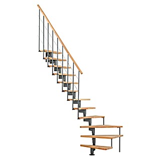 Minka Mittelholmtreppe Style Turn (Breite: 70 cm, Grau, Farbe Stufen: Buche Natur, Geschosshöhe: 304 cm)