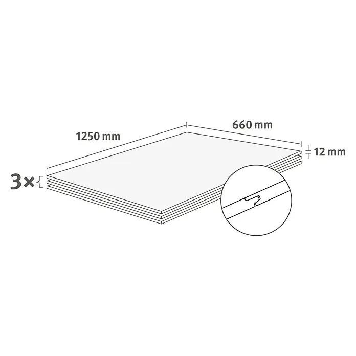 Egger Wandpaneel DecoWall - Namur Fichte hell, 1.250 x 660 x 12 mm, 3 Stk. - Drei rechteckige Platten, je 1250x660x12 mm, mit Nut-Feder-Verbindung.