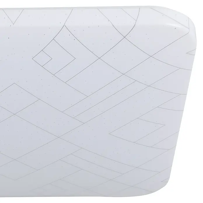 Eglo LED-Deckenleuchte RENDE eckig - 19,5 W, L x B x H: 38 x 38 x 6 cm, Weiß, Warmweiß, Eckig - Nahaufnahme einer modernen, weißen Deckenleuchte mit geometrischem Muster, die stilvolles und helles Licht verspricht.