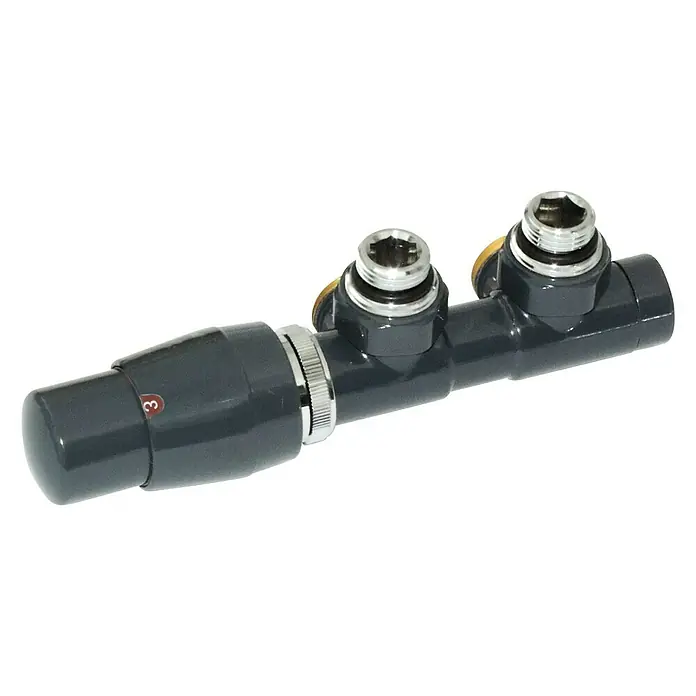 Ximax Mittenanschlussgarnitur Twins - ½″, Eck, Klemmen, Anthrazit, Durchmesser: 16 mm - Thermostatventil für Heizkörper in Grau, zur präzisen Temperaturregelung und Heizkörpersteuerung.
