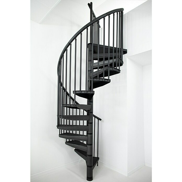 Minka Systemstahlspindeltreppe Rondo Color (Durchmesser: 160 cm, Anthrazit, Geschosshöhe: Max. 300 cm)