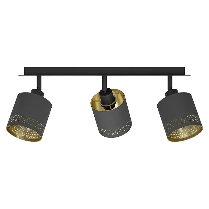 Eglo Esteperra Deckenstrahler ESTEPERRA - 84 W, Schwarz, E27, 3 Stk. - Dreiflammige Deckenleuchte in Schwarz und Gold, modernes Design für stilvolle Innenräume. Vielseitige Beleuchtungslösung.