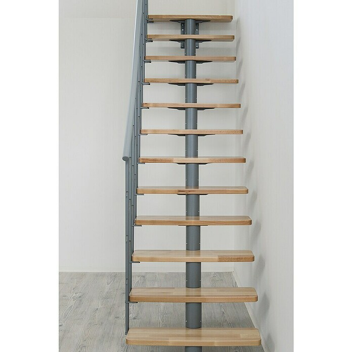 Minka Mittelholmtreppe Comfort (Breite: 80 cm, Silber, Farbe Stufen: Buche Natur, Geschosshöhe: Max. 312 cm)