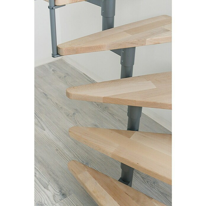 Minka Mittelholmtreppe Style (Breite: 70 cm, Silber, Farbe Stufen: Buche Hell, Geschosshöhe: Max. 304 cm)