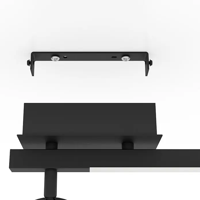 Eglo Cardillio 2 LED-Deckenstrahler - 5,4 W, L x B x H: 22,5 x 6,5 x 16,5 cm, Schwarz, Warmweiß, 2 Stk. - Detaillierte Ansicht einer modernen schwarzen Deckenleuchte, die ein minimalistisches Design und hochwertige Verarbeitung zeigt.