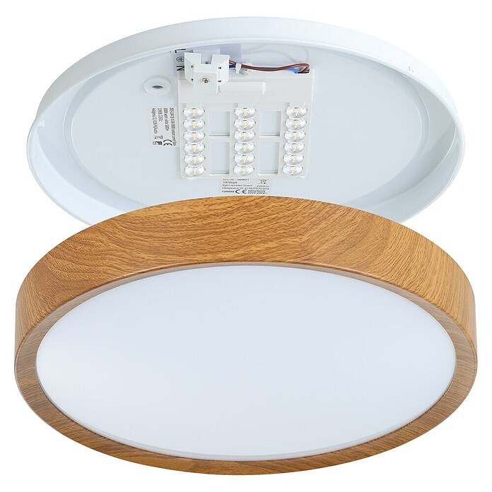 Eglo LED-Deckenleuchte rund MUSURITA (19,5 W, Ø x H: 340 mm x 6 cm, Holz, Warmweiß) | BAUHAUS