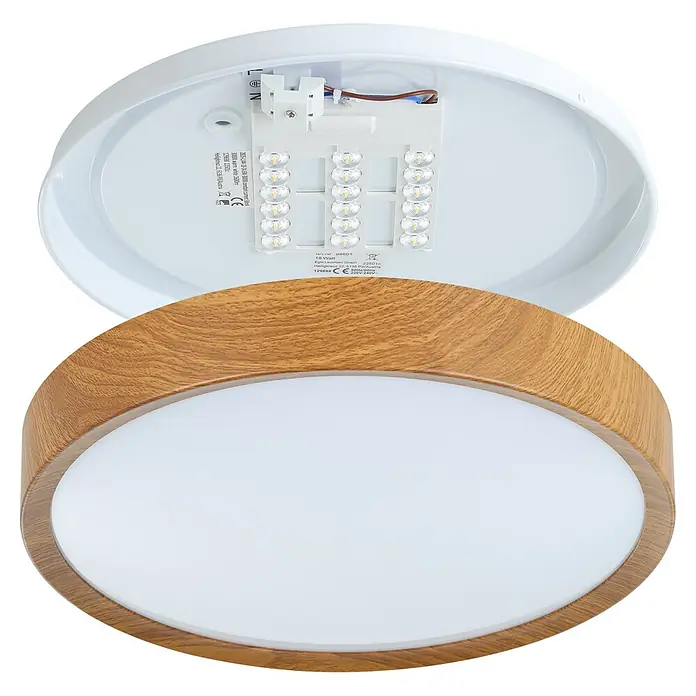 Eglo LED-Deckenleuchte rund MUSURITA - 19,5 W, Ø x H: 340 mm x 6 cm, Holz, Warmweiß - Elegante LED-Deckenleuchte mit Holzoptik. Die Leuchte sorgt für eine angenehme und moderne Beleuchtung in jedem Raum.