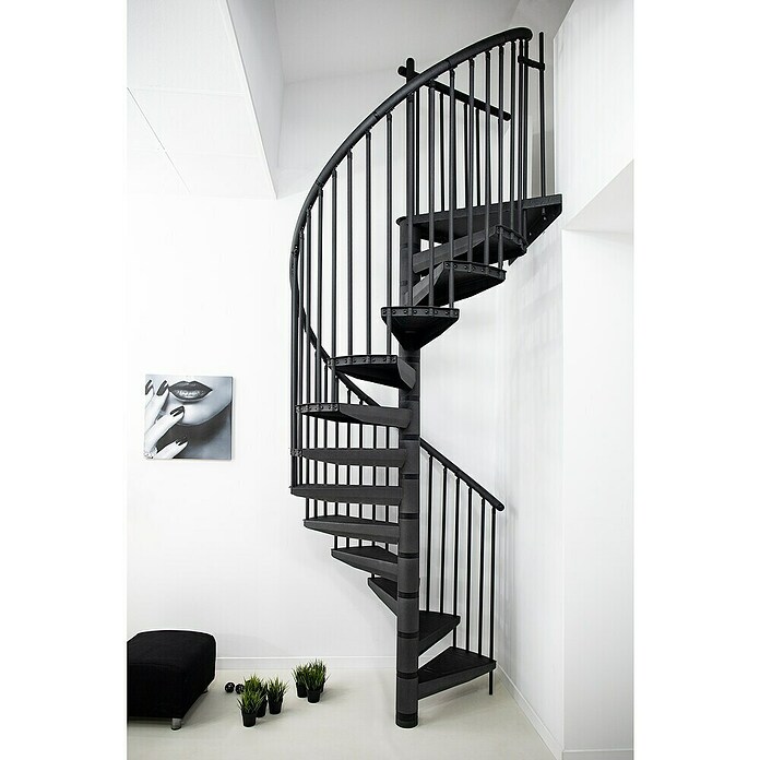 Minka Systemstahlspindeltreppe Rondo Color (Durchmesser: 160 cm, Anthrazit, Geschosshöhe: Max. 300 cm)