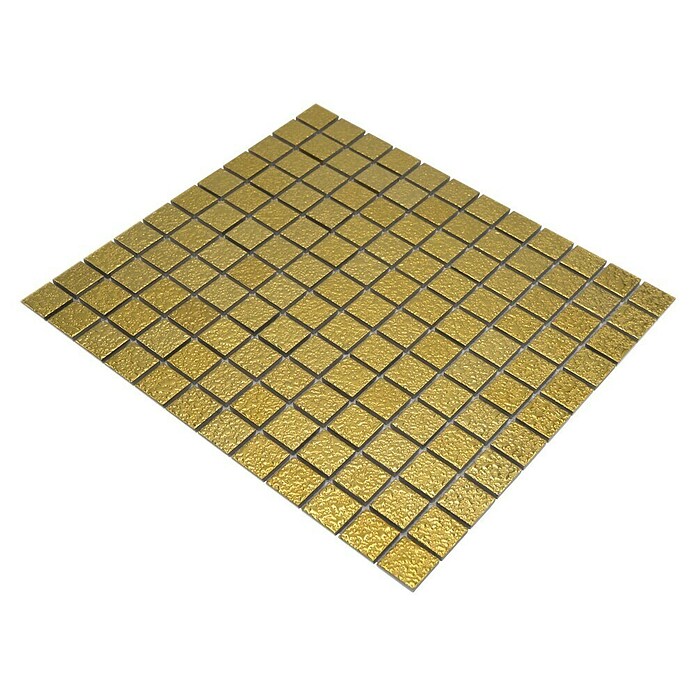 Mosaikfliese Quadrat Uni GO 282 (33 x 30,2 cm, Gold, Glänzend)