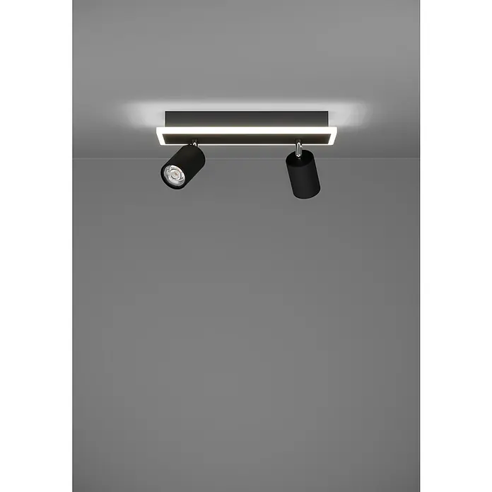 Eglo LED-Einbauleuchte Rimbocchi - 12 W, L x B x H: 34 x 10 x 14 cm, Schwarz, Warmweiß - Moderne schwarze Deckenleuchte mit zwei Strahlern und LED-Umrandung für eine stilvolle Beleuchtung im Raum.