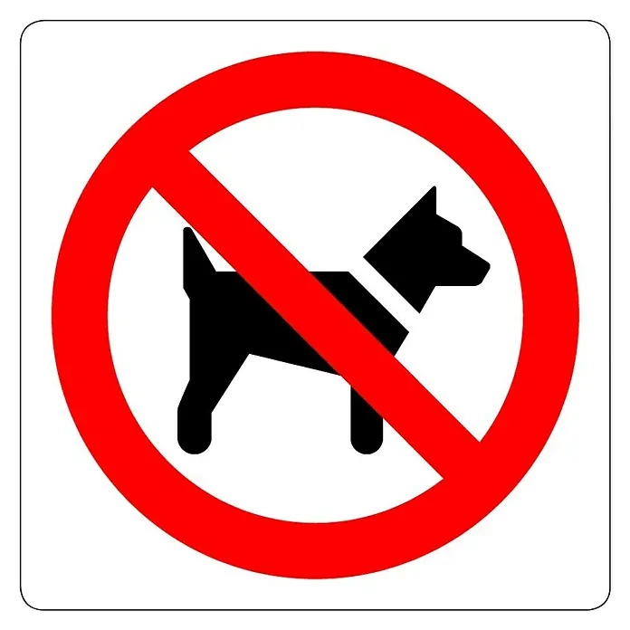 Pickup Aufkleber - Motiv: Kein Hundeklo, L x B: 7,5 x 7,5 cm - Verbotsschild für Hunde: Ein roter Kreis mit einem diagonalen Strich über einem schwarzen Hund verbietet den Zutritt für Hunde.
