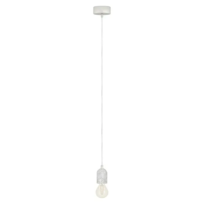 Eglo Pendelleuchte Silvares - Höhe: 110 cm, Anzahl Leuchtmittel: 1 Stk. - Weiße Pendelleuchte mit gedrehtem Kabel, mattiertem Glasschirm und sichtbarer Glühbirne.