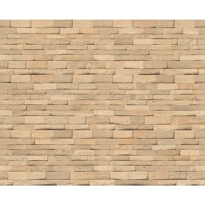 Egger Wandpaneel DecoWall - Laxfield Eiche, 1.250 x 660 x 12 mm, 3 Stk. - Dimensionale Holzwandverkleidung mit natürlichen, gestapelten Rechteckblöcken und rustikaler Textur.