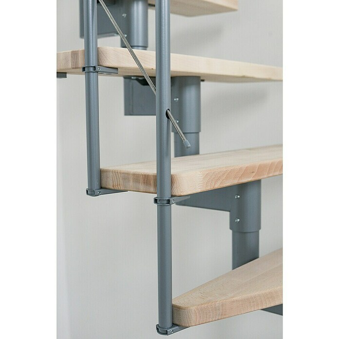 Minka Mittelholmtreppe Style (Breite: 70 cm, Silber, Farbe Stufen: Buche Hell, Geschosshöhe: Max. 304 cm)