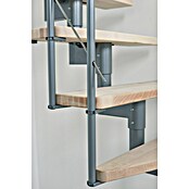 Minka Mittelholmtreppe Style (Breite: 70 cm, Silber, Farbe Stufen: Buche Hell, Geschosshöhe: Max. 304 cm)