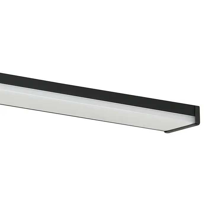 Eglo LED-Spiegelleuchte PANDELLA 2 - 11 W, L x B x H: 60 x 0 x 40 cm, Schwarz - Nahaufnahme einer modernen LED-Deckenleuchte mit schlankem Design und weißem Licht, ideal für Büro oder Zuhause.