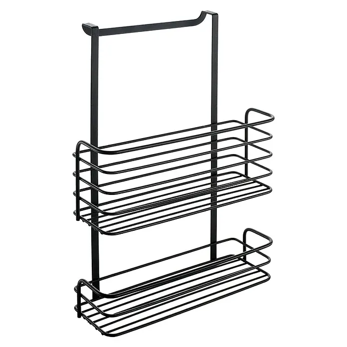 Metaltex Hängeregal Galileo Lava - 11,7 x 26,4 x 36,3 cm, Schwarz - Zweistöckiges schwarzes Metall-Hängeregal für Gewürze oder Flaschen.
