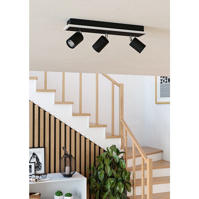 Eglo Regleta LED (20 W, L x An x Al: 46 x 10 x 14 cm, Negro, Blanco cálido) | BAUHAUS
