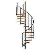 Minka Spindeltreppe Venezia (Durchmesser: 120 cm, Silber, Farbe Stufen: Buche Hell, Geschosshöhe: Max. 309 cm)