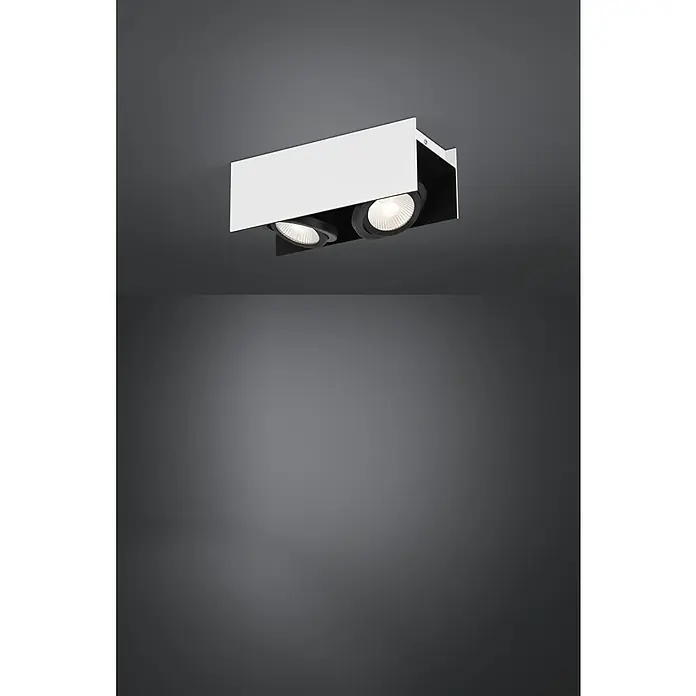 Eglo LED-Deckenstrahler Vidago - L x B x H: 31 x 13 x 11 cm, Schwarz, Weiß, 2 Stk. - Ein modernes, rechteckiges Deckeneinbau-Downlight in Weiß und Schwarz mit zwei Lichtquellen für eine stilvolle Beleuchtung.
