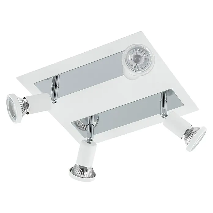 Eglo Sarria Wandstrahler SARRIA - 18 W, Weiß/Chrom, GU10, 4 Stk. - Moderne Deckenleuchte mit vier Strahlern. Die Leuchte kombiniert Weiß und Chrom und sorgt für helles Licht im Raum.