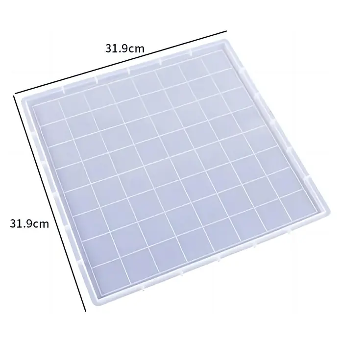 CreativEpoxy Gießform Silikonformen-Set - Schach, Silikon - Transparente quadratische Silikonform mit Gittermuster, 31,9x31,9cm, zum Gießen von Harz oder Beton.