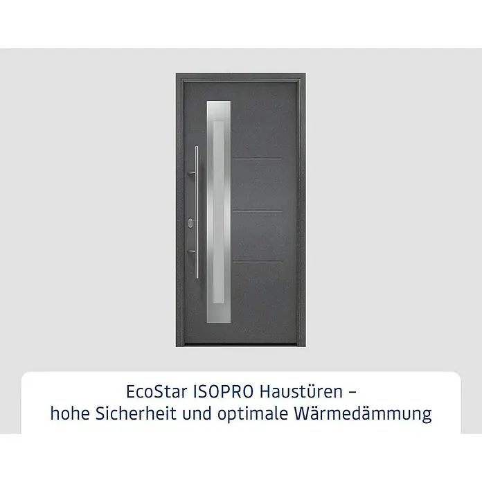 Hörmann EcoStar Haustür ISOPRO IP 780S - 110 x 210 cm, DIN Anschlag: Links, CH 703 Anthrazit Metallic - EcoStar ISOPRO Haustür: Hohe Sicherheit und optimale Wärmedämmung für ein sicheres und energieeffizientes Zuhause.