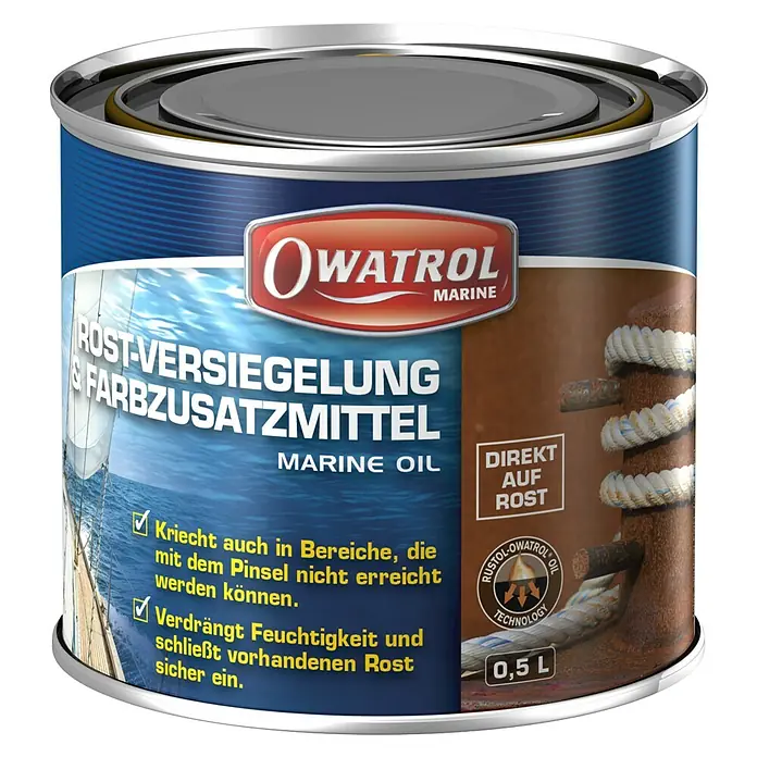 Owatrol Rost-Entferner Marine Oil - Transparent, 500 ml - Dose Owatrol Marine Öl, Rostversiegelung und Farbzusatzmittel, ideal für den Schutz und die Pflege von maritimen Oberflächen.