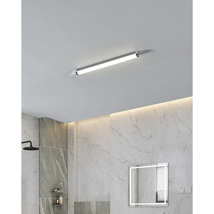 Eglo LED-Spiegelleuchte TRAGACETE 1 - 15,5 W, L x B x H: 60 x 4,5 x 4,5 cm, Chrom, Neutralweiß - Moderne Badezimmerleuchte in schlankem Design. Die Leuchte sorgt für eine helle und gleichmäßige Ausleuchtung im Raum.