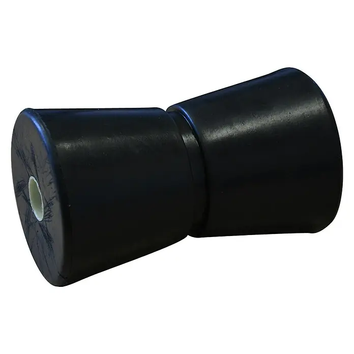 V-Kielrolle - 130 mm, Gummi - Produktansicht: Schwarze Kielrolle für Boote, robust und langlebig, ideal für sicheres Slippen und Transportieren.