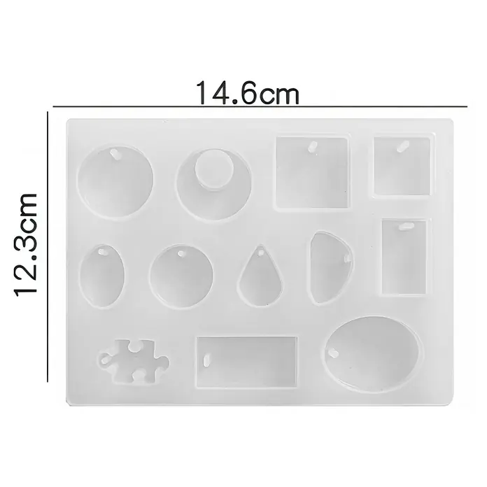 CreativEpoxy Gießform Silikonformen-Set - Schmuck, Silikon - Weiße Silikonform (14,6x12,3cm) für verschiedene DIY-Schmuckformen wie Ohrringe und Anhänger.