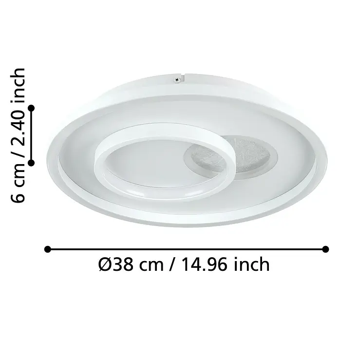 Eglo LED-Deckenleuchte Tiriolo - 14 W, Weiß, Silber, Neutralweiß, Durchmesser: 38 cm - Weiße runde LED-Deckenleuchte, 38 cm Durchmesser und 6 cm hoch, mit elegantem Spiraldesign.
