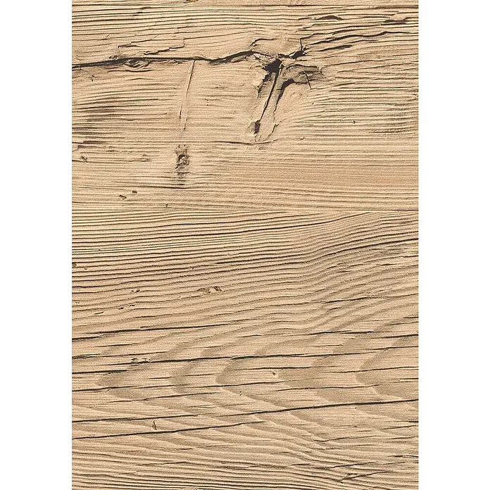 Egger Wandpaneel DecoWall - Namur Fichte hell, 1.250 x 660 x 12 mm, 3 Stk. - Hellbraune Sandtextur mit deutlichen Holzmaserungsmustern und welligen Rillen.