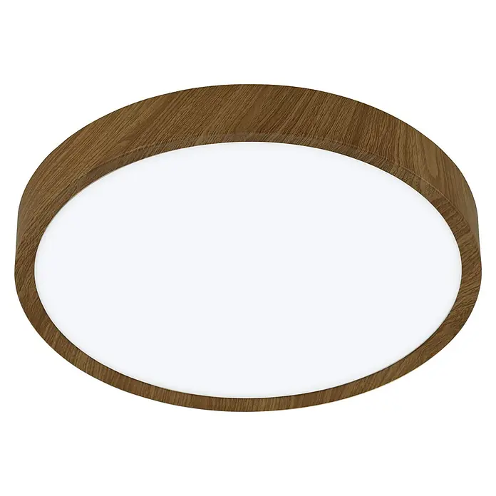 Eglo LED-Deckenleuchte rund MUSURITA - 19,5 W, Ø x H: 340 mm x 6 cm, Holz, Warmweiß - Runde Deckenleuchte mit Holzrahmen und hellem, diffusem Licht für eine gemütliche Atmosphäre in jedem Raum.