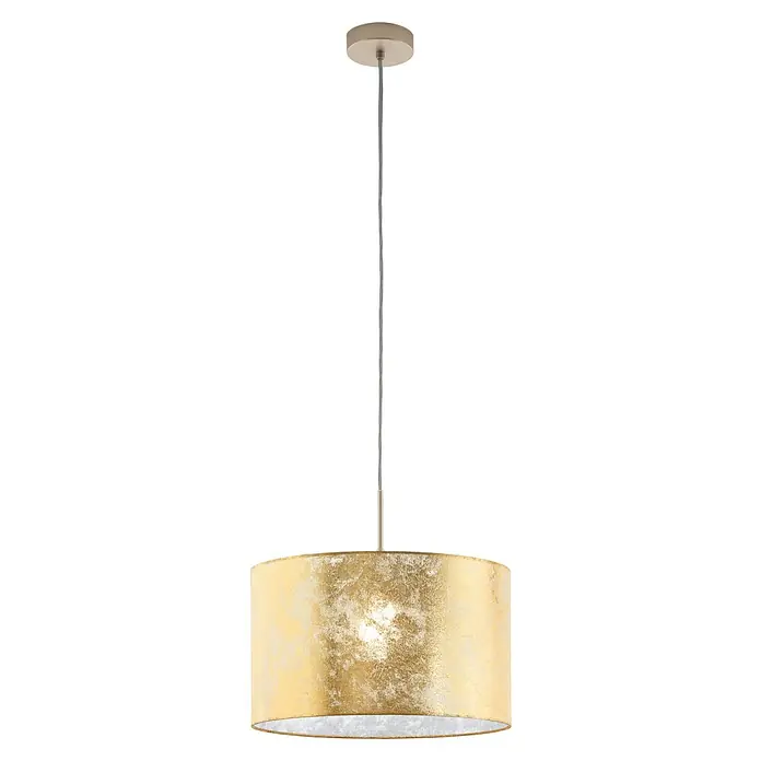 Eglo Viserbella Pendelleuchte - Höhe: 110 cm - Elegante Hängeleuchte mit goldenem Lampenschirm und silberner Aufhängung, ein luxuriöses Detail für jeden Raum.