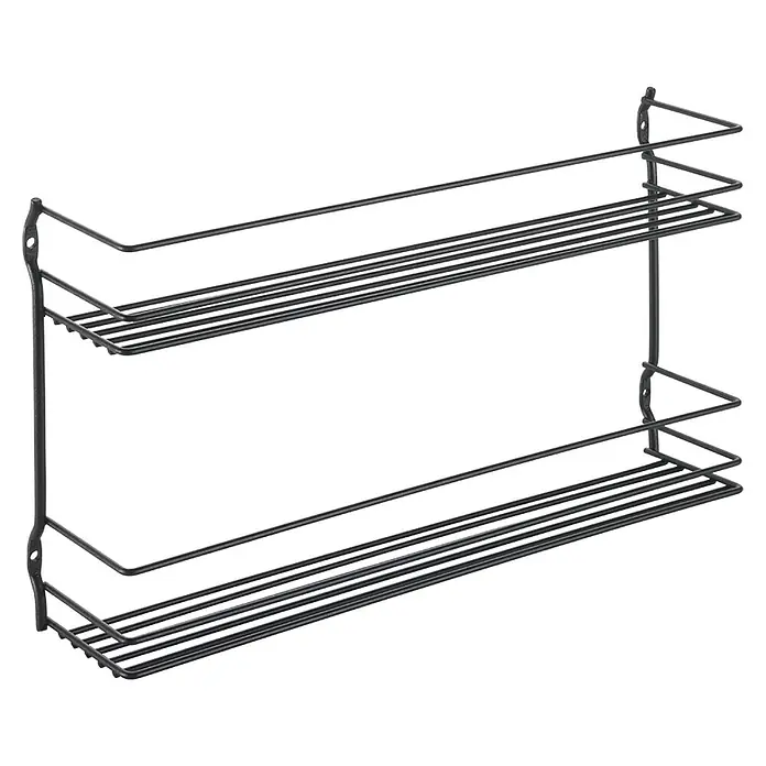 Metaltex Gewürzregal Pepito Lava - Schwarz, L x B x H: 8 x 36 x 19 cm, Metall - Zweistöckiges schwarzes Drahtregal für Gewürze, zur Küchenorganisation.