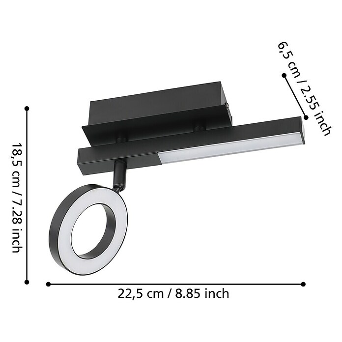 Eglo Cardillio 2 LED-Deckenstrahler CARDILLIO 2 (5,4 W, Schwarz, Warmweiß, 2 Stk.) | BAUHAUS