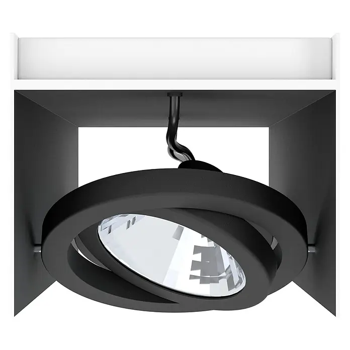 Eglo LED-Deckenstrahler Vidago - L x B x H: 31 x 13 x 11 cm, Schwarz, Weiß, 2 Stk. - Dieses Bild zeigt eine moderne schwarze Deckenleuchte mit einem einzigartigen, gewundenen Design und einem hellen Licht.