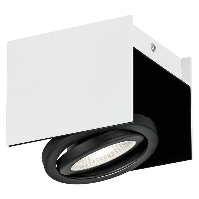 Eglo LED-Deckenstrahler Vidago - L x B x H: 14 x 13 x 11 cm, Schwarz, Weiß, 1 Stk. - Deckenleuchte mit verstellbarem schwarzen Strahler in einem weißen Gehäuse. Ideal für gezielte Beleuchtung in jedem Raum.